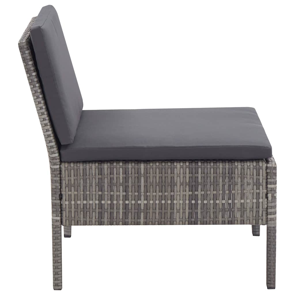 Set Divani da Giardino 8 pz con Cuscini in Polyrattan Grigio