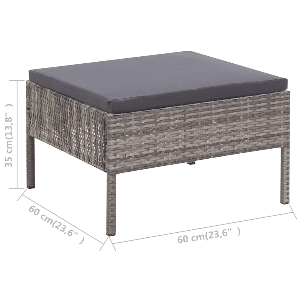 Set Divani da Giardino 8 pz con Cuscini in Polyrattan Grigio