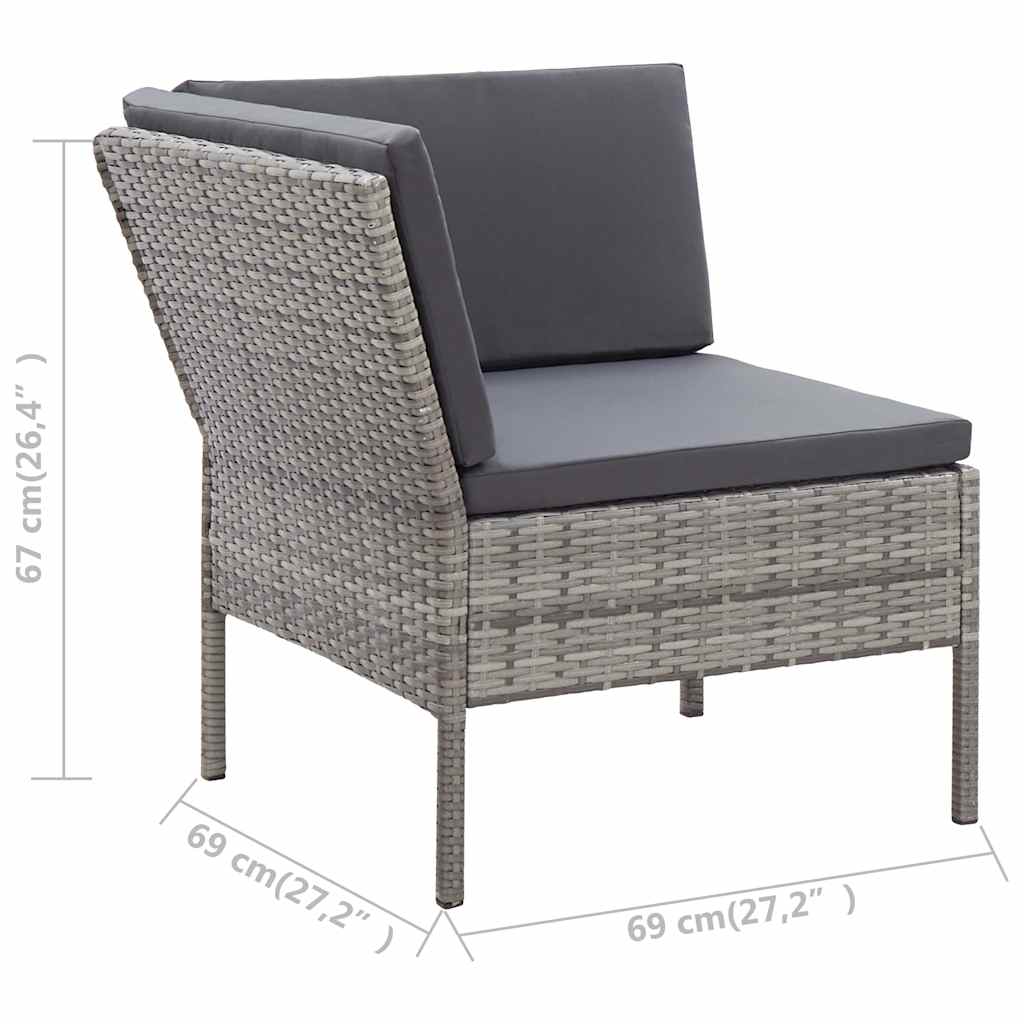 Set Divani da Giardino 8 pz con Cuscini in Polyrattan Grigio