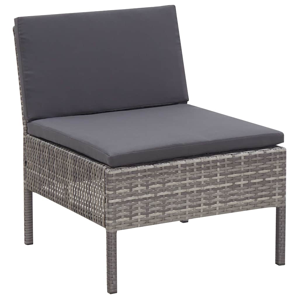 Set Divani da Giardino 8 pz con Cuscini in Polyrattan Grigio
