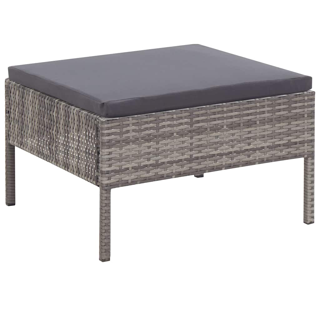 Set Divani da Giardino 8 pz con Cuscini in Polyrattan Grigio