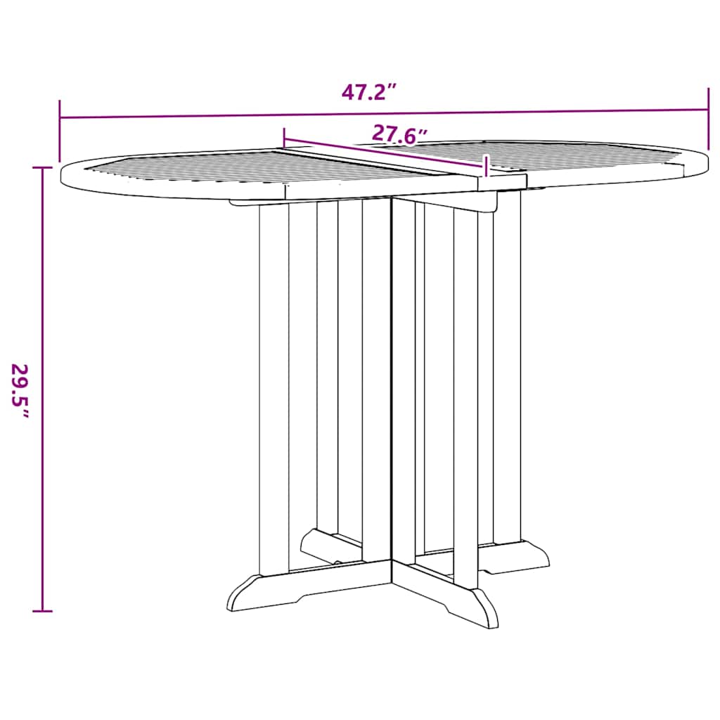 Tavolo Pieghevole a Farfalla 120x70x75 cm in Massello di Teak