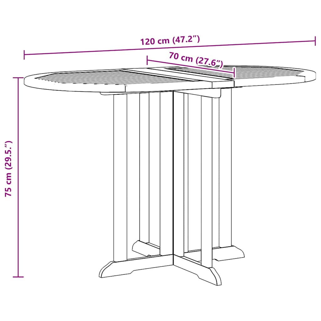 Tavolo Pieghevole a Farfalla 120x70x75 cm in Massello di Teak