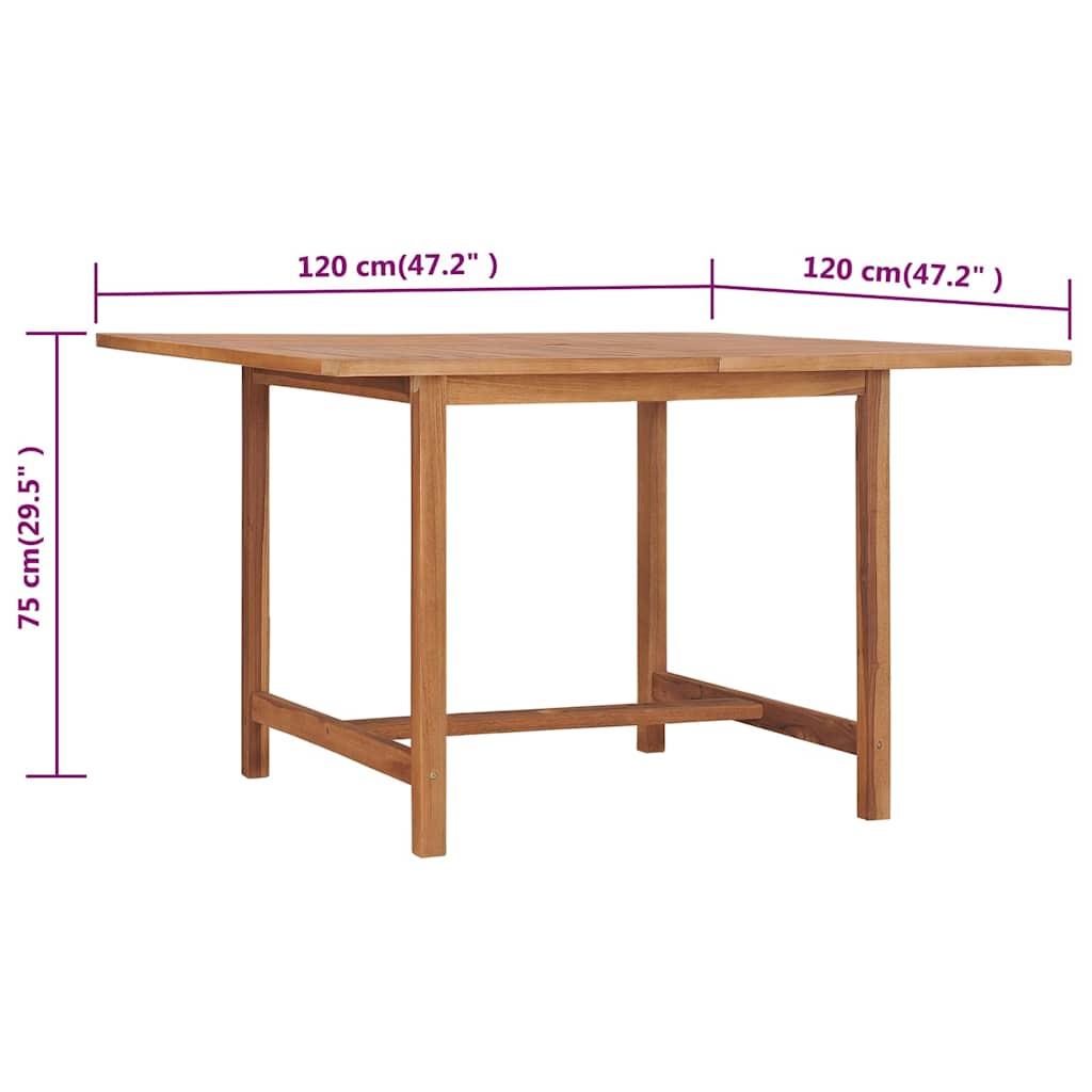 Tavolo da Giardino 120x120x75 cm in Legno Massello di Teak