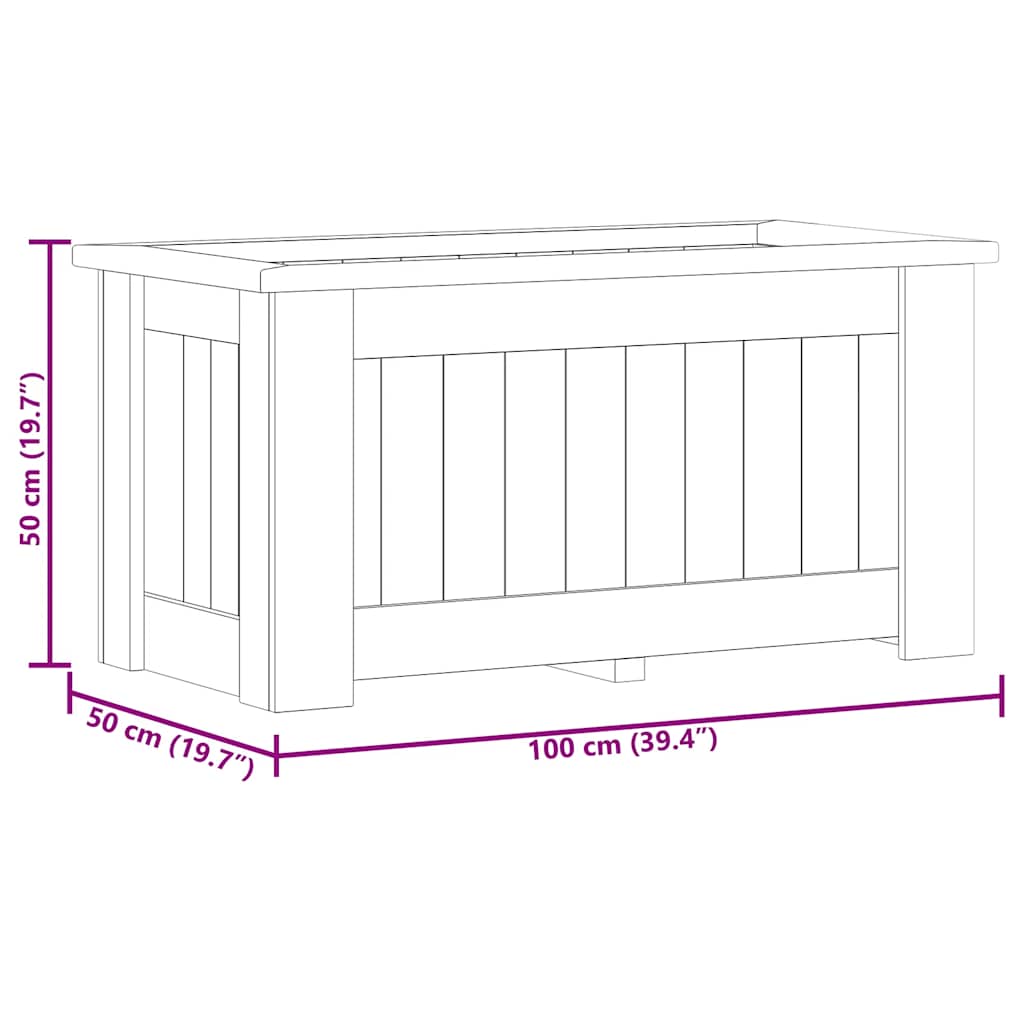 Fioriera Rialzata 100x50x50 cm in Legno di Pino Impregnato