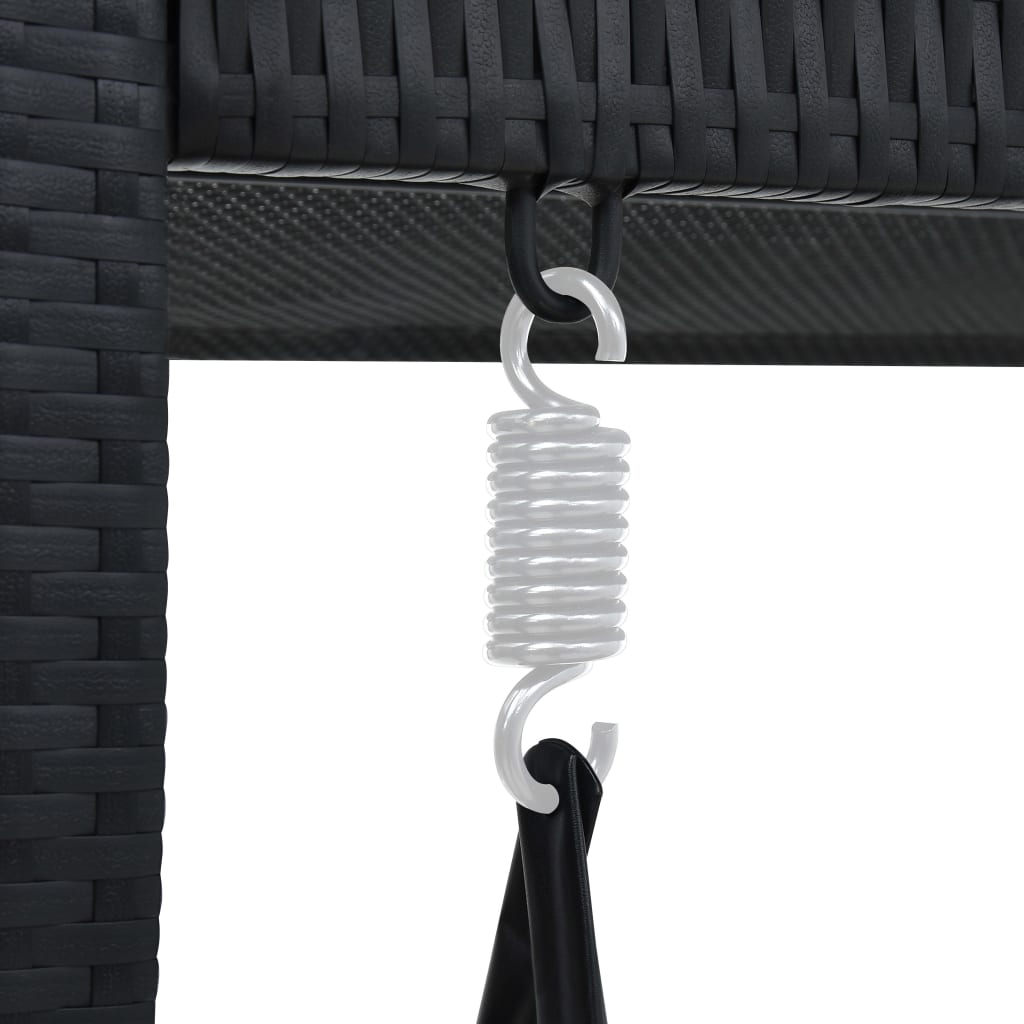 Dondolo da Giardino 3 Posti con Baldacchino in Polyrattan Nero