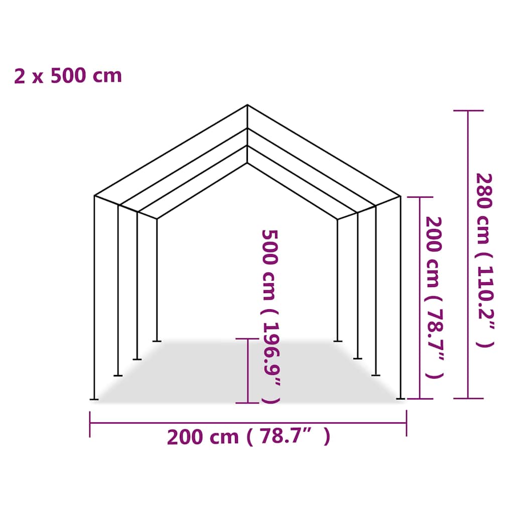 Tendone per Feste in PE 2x5 m Bianco