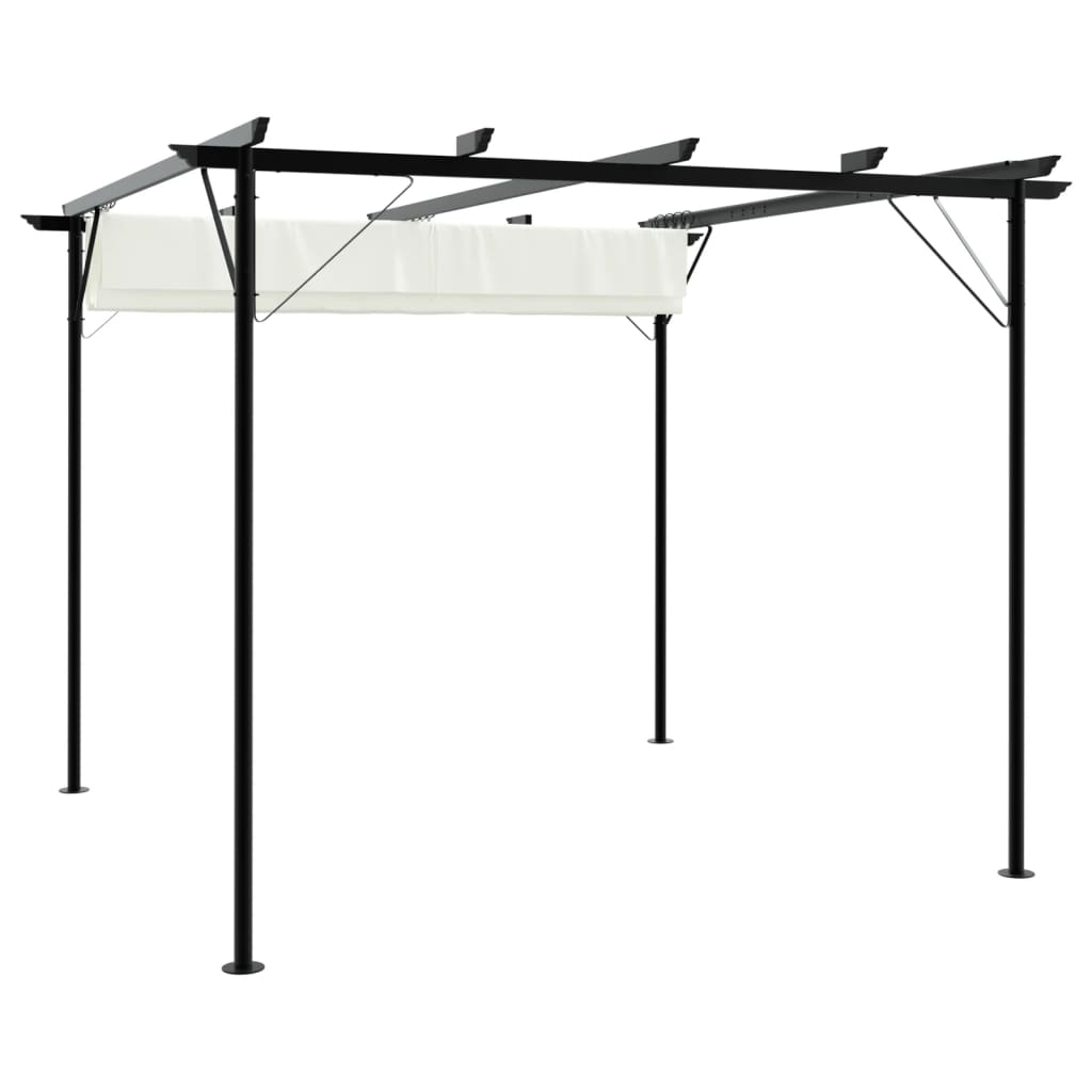 Pergola da Giardino Tetto Retrattile Bianco Crema 3x3 m Acciaio
