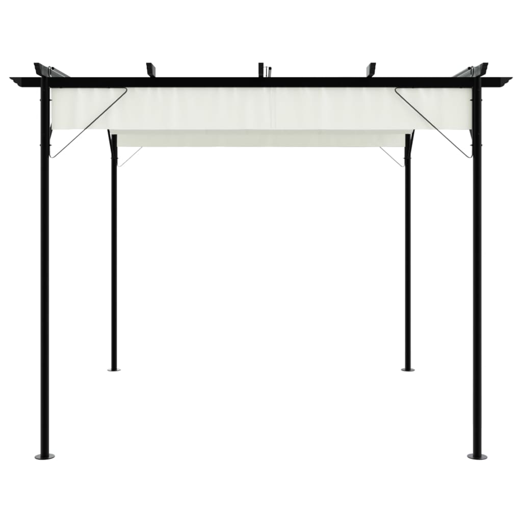 Pergola da Giardino Tetto Retrattile Bianco Crema 3x3 m Acciaio