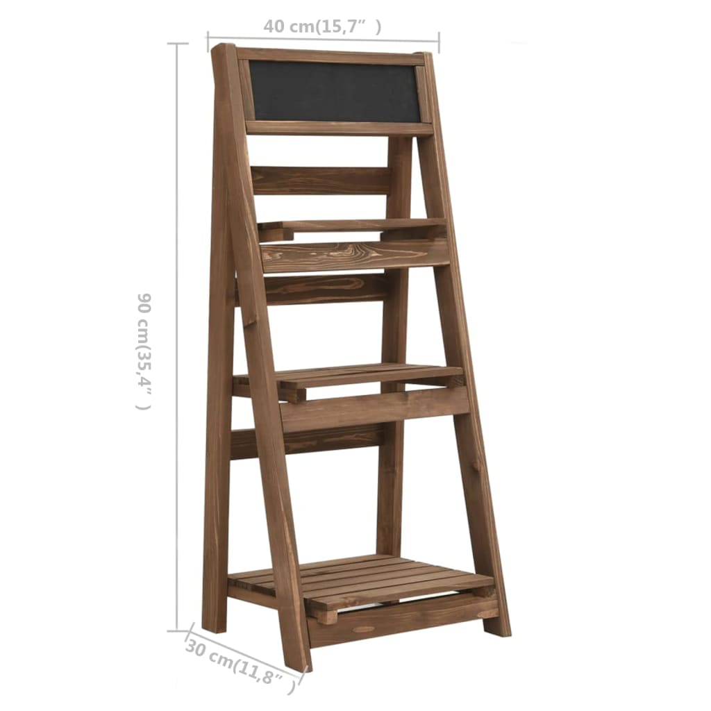 Piedistallo Piante 3 Livelli con Lavagna 40x30x90cm Legno Abete