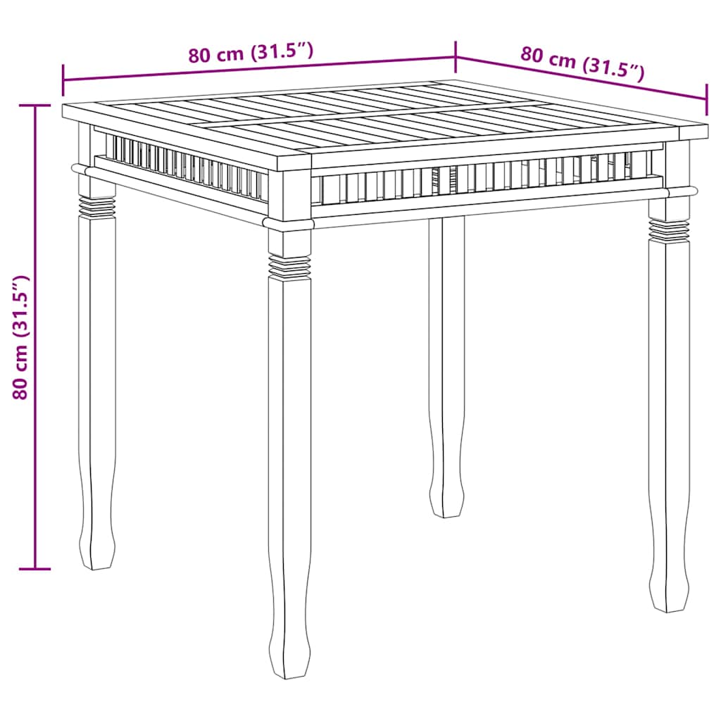 Tavolo da Pranzo per Giardino 80x80x80 cm in Massello di Teak