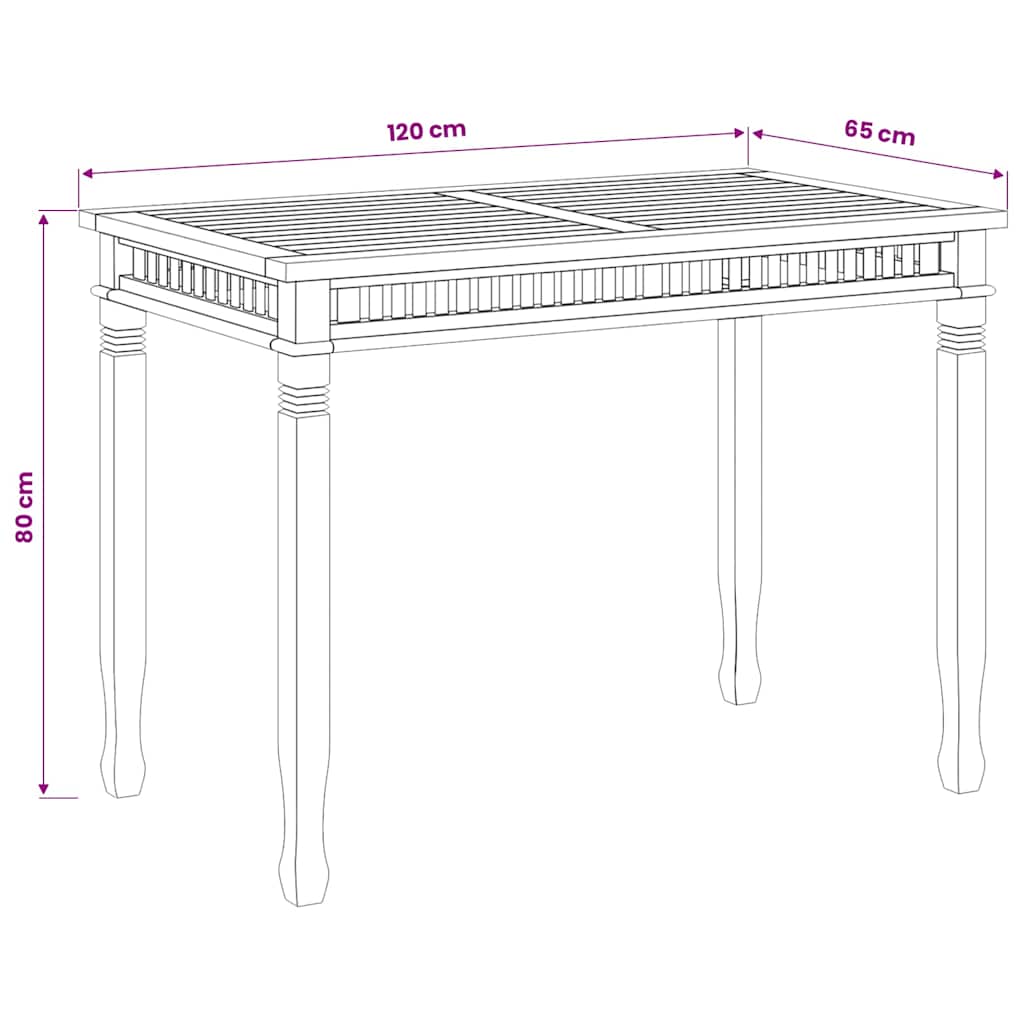 Tavolo da Pranzo per Giardino 120x65x80 cm in Massello di Teak