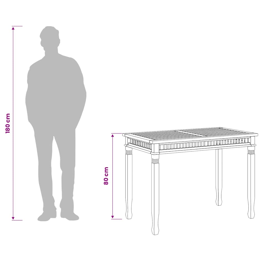 Tavolo da Pranzo per Giardino 120x65x80 cm in Massello di Teak