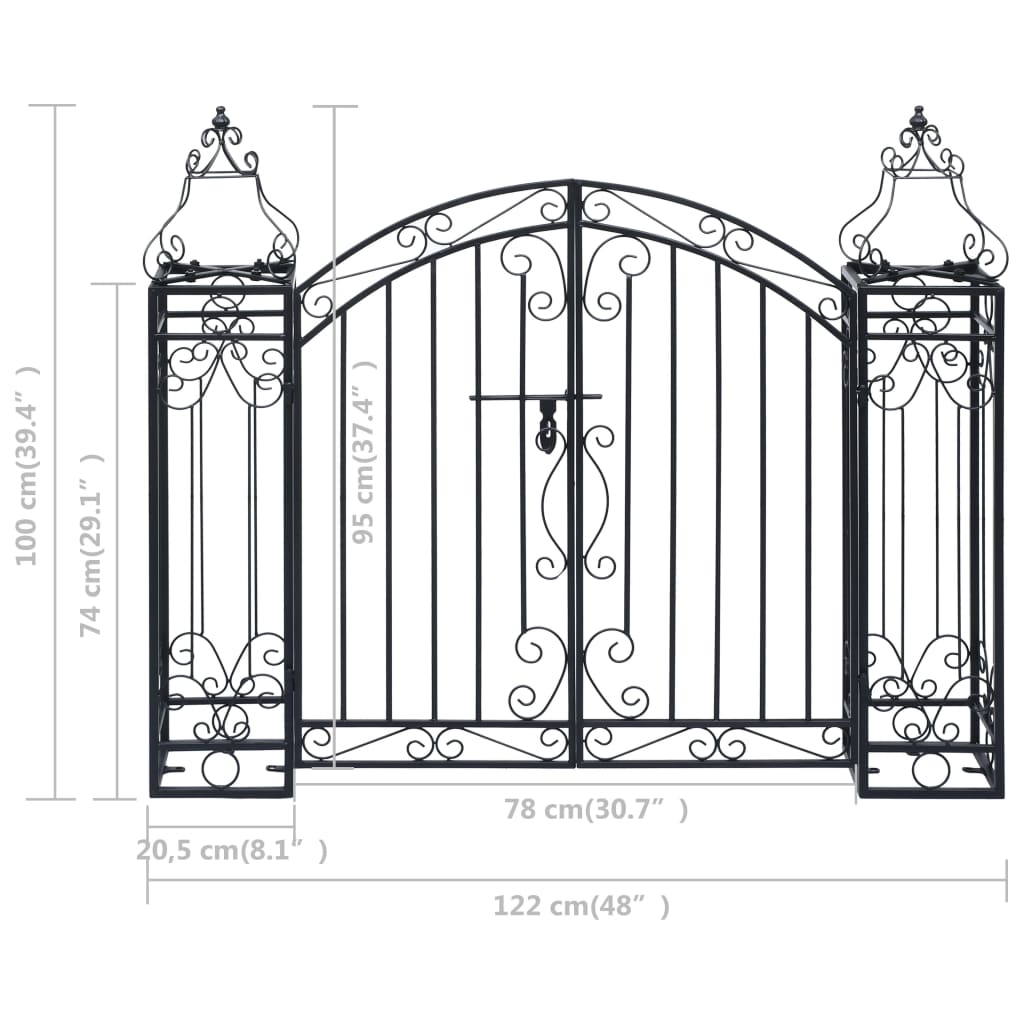 Cancello Ornamentale da Giardino Ferro Battuto 22x20,5x100 cm