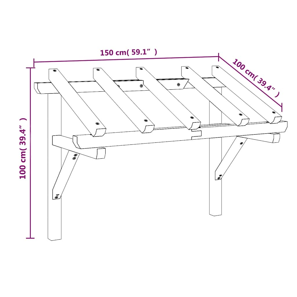Tettoia per Porta d'Ingresso 150x100x100 cm in Legno di Pino