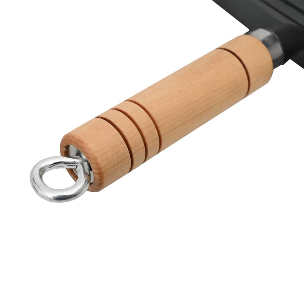 Padella Tegame Griglia in Ghisa con Manico in Legno 20x20 cm
