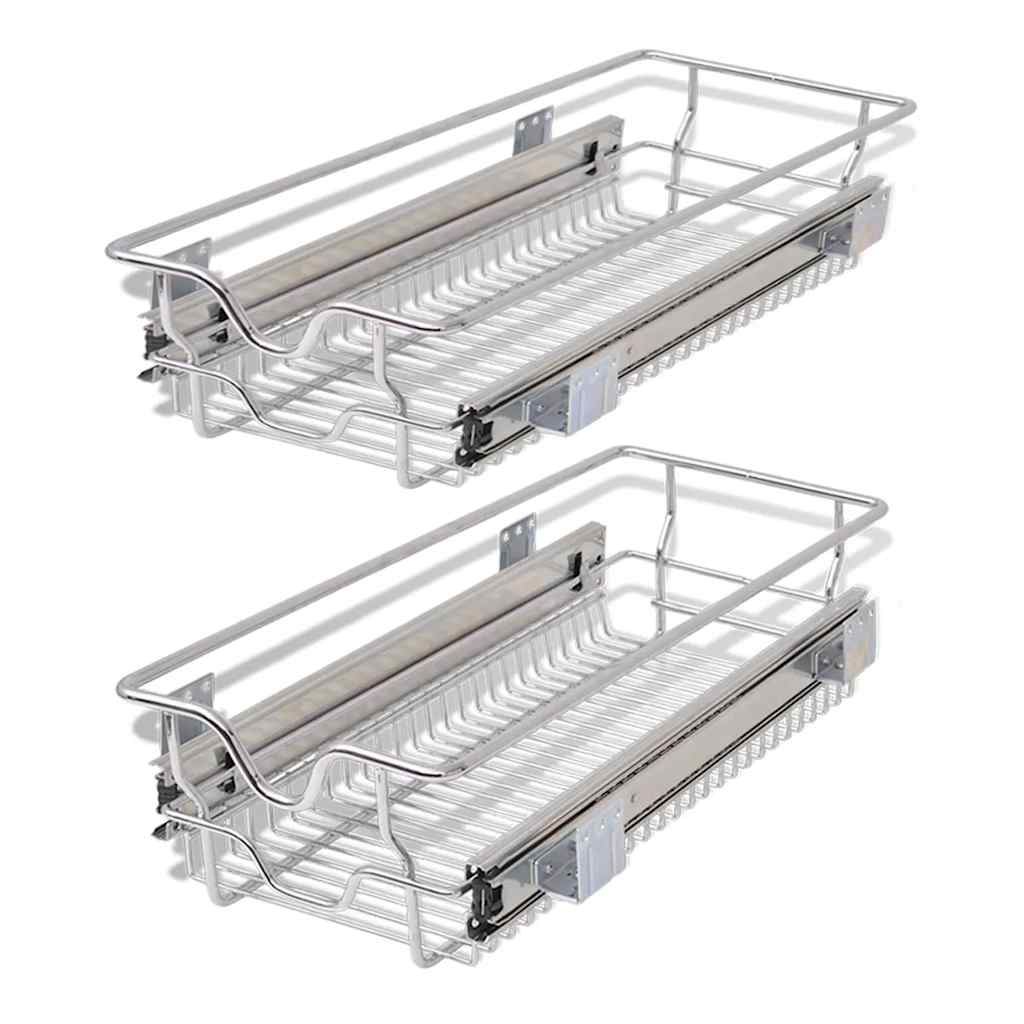 Cestelli a Rete Scorrevoli 2 pz Argento 300 mm