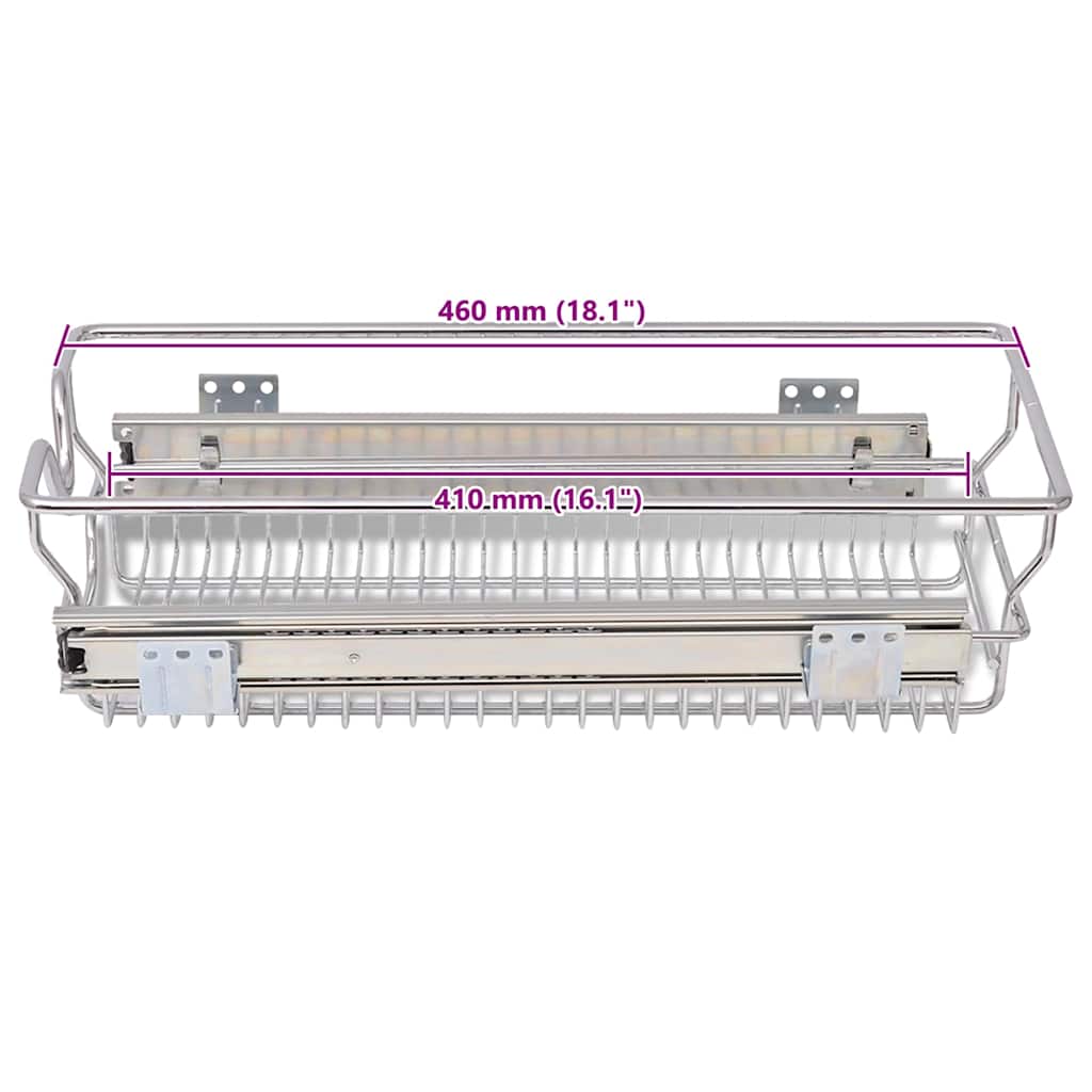 Cestelli a Rete Scorrevoli 2 pz Argento 300 mm