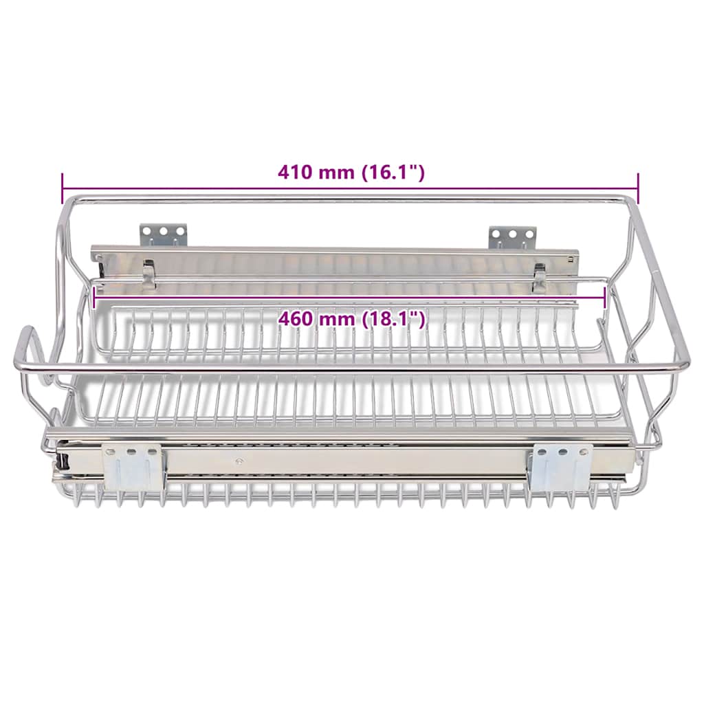 Cestelli a Rete Scorrevoli 2 pz Argento 400 mm
