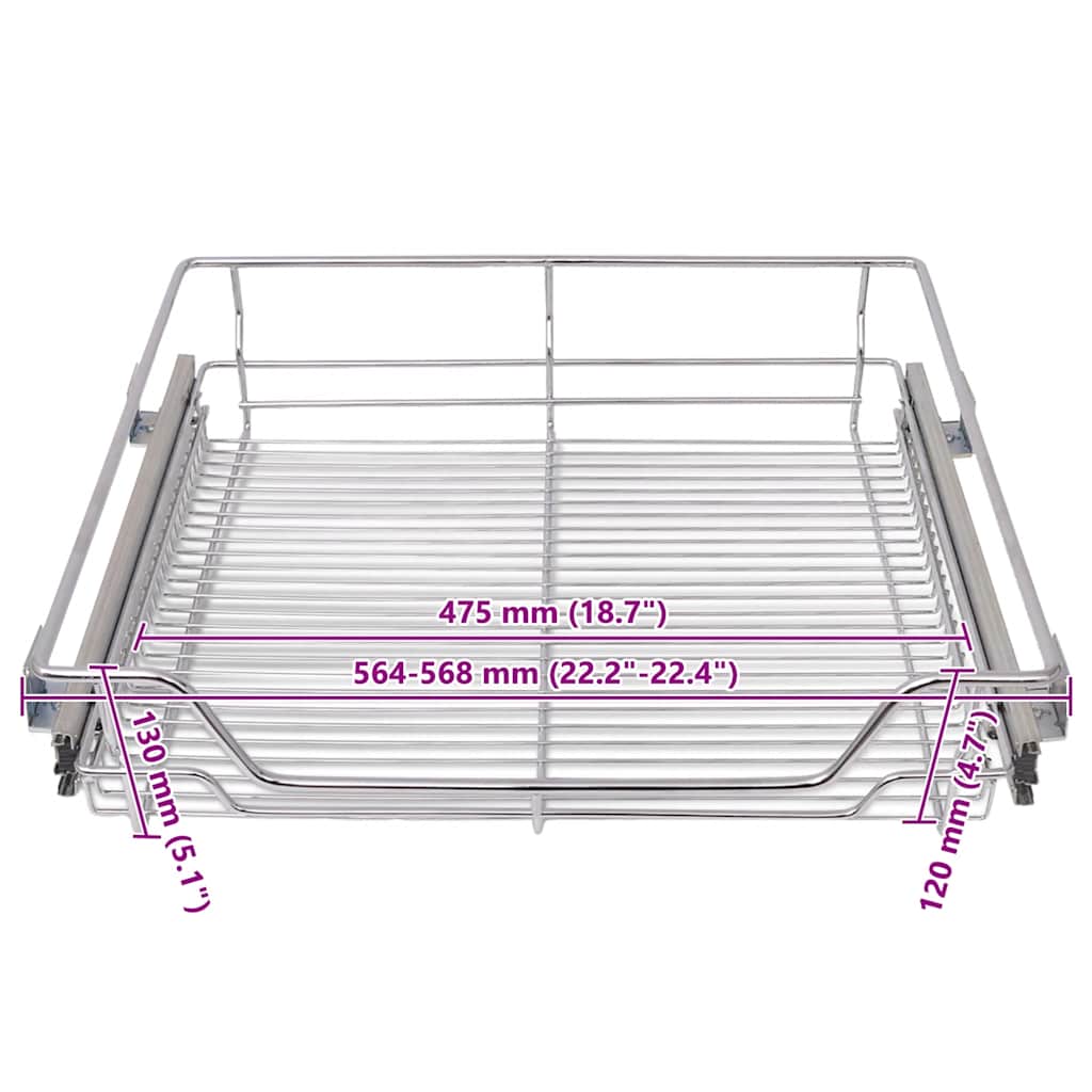 Cestelli a Rete Scorrevoli 2 pz Argento 600 mm