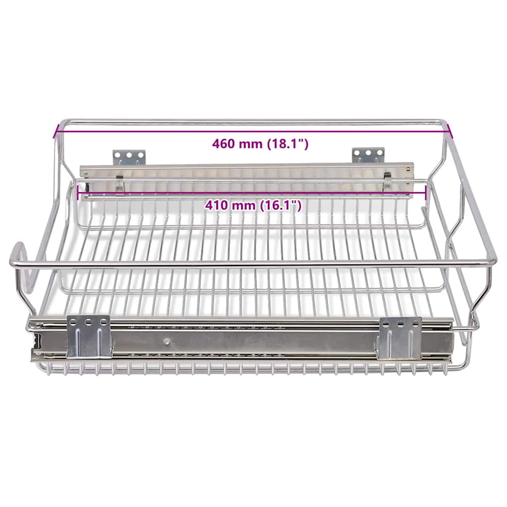 Cestelli a Rete Scorrevoli 2 pz Argento 600 mm