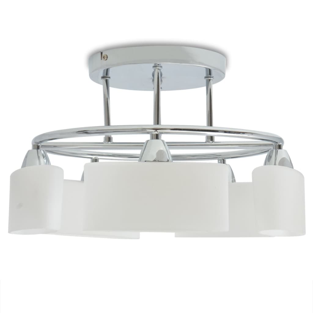 Lampada Soffitto Paralumi Elissoidi Vetro 5 Lampadine E14 200 W