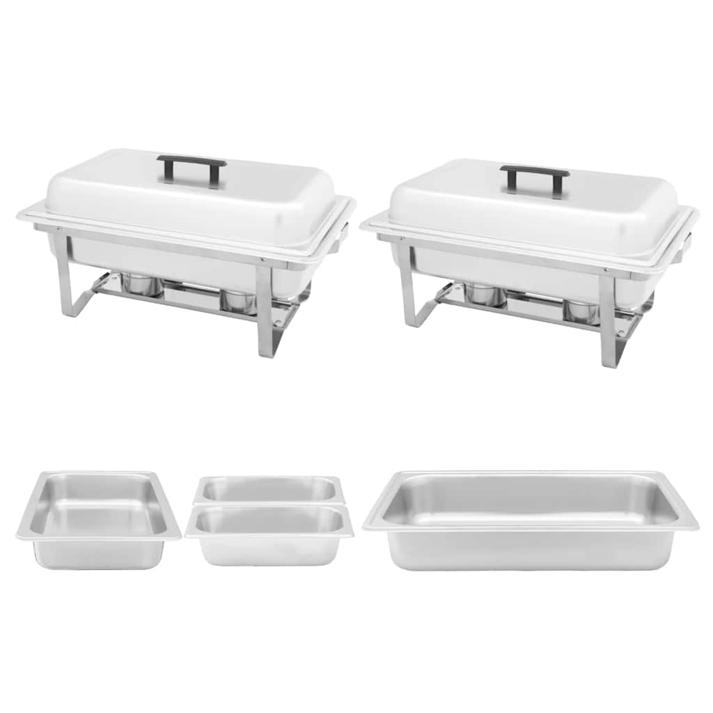 Set 2 pz Teglie Scaldavivande in Acciaio Inossidabile