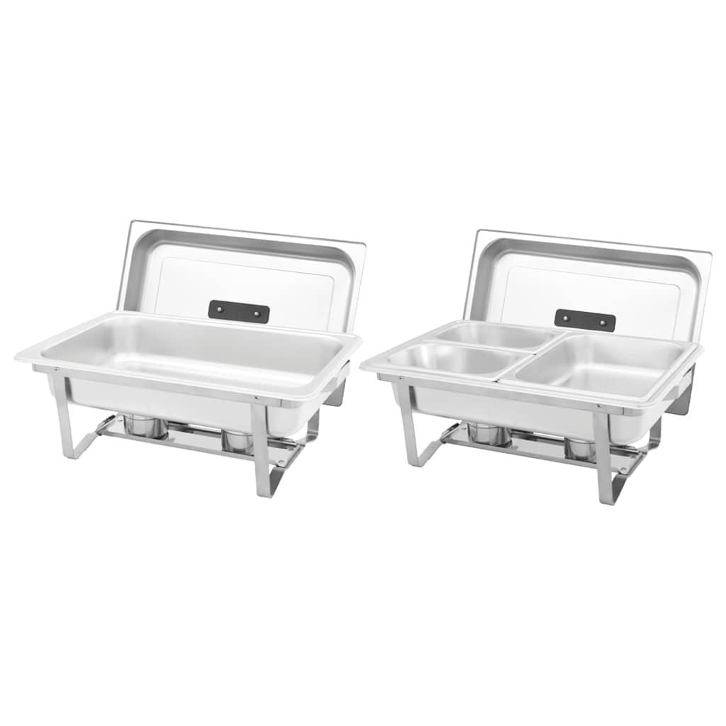 Set 2 pz Teglie Scaldavivande in Acciaio Inossidabile