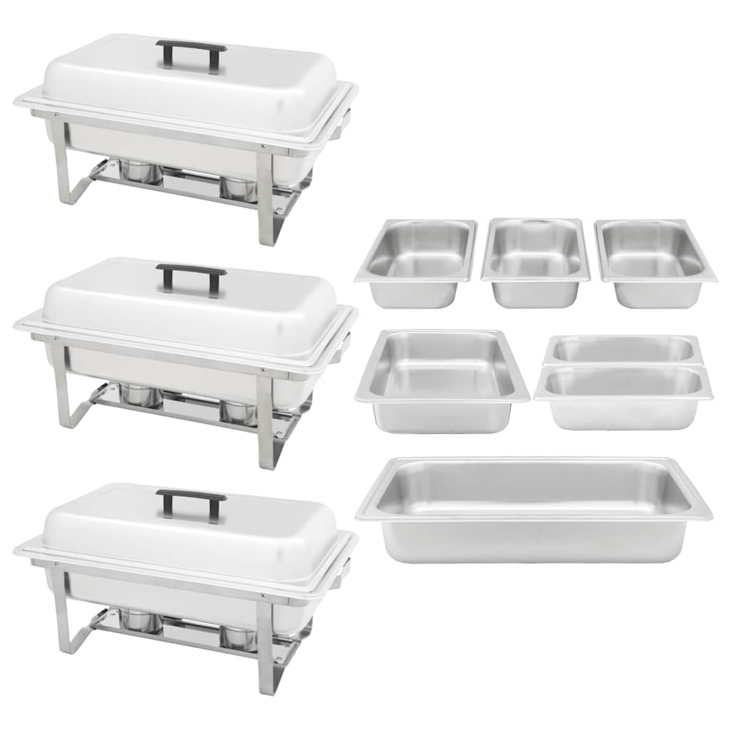 Set 3 pz Teglie Scaldavivande in Acciaio Inossidabile