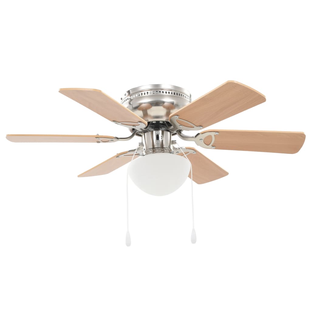 Ventilatore da Soffitto Decorato con Luce 82 cm Marrone Chiaro