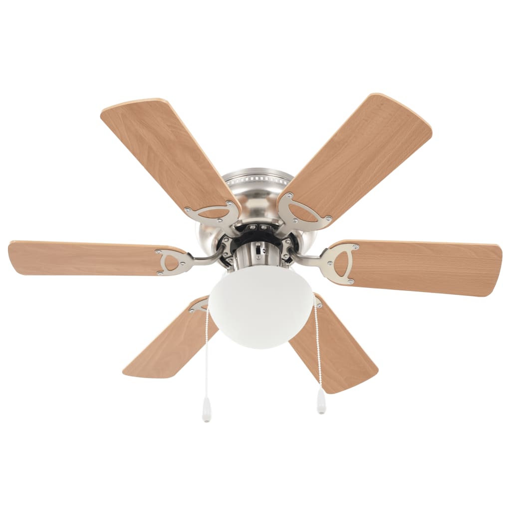 Ventilatore da Soffitto Decorato con Luce 82 cm Marrone Chiaro