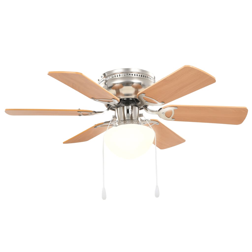 Ventilatore da Soffitto Decorato con Luce 82 cm Marrone Chiaro