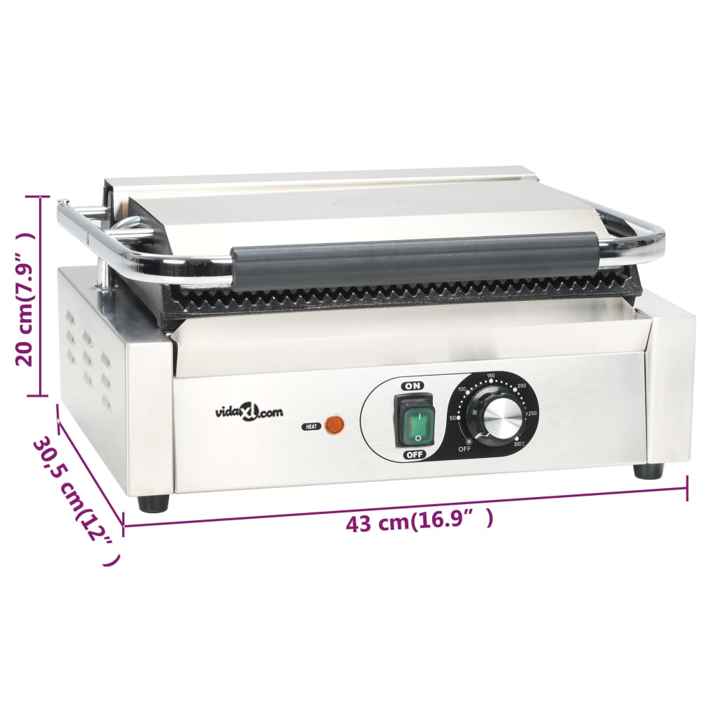 Griglia per Panini Scanalata 2200 W 43x30,5x20cm