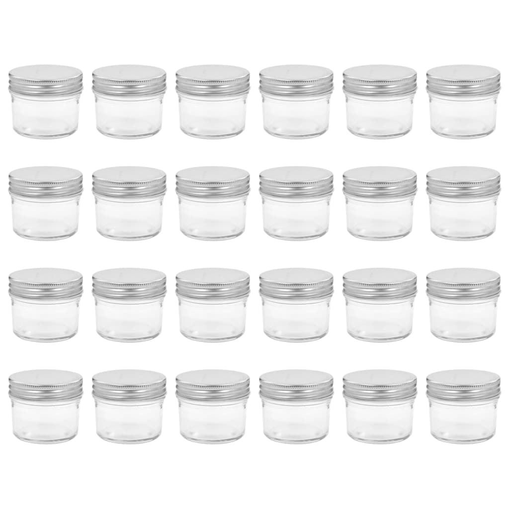 Vasi per Marmellata in Vetro Coperchio Argento 24 pz 110 ml