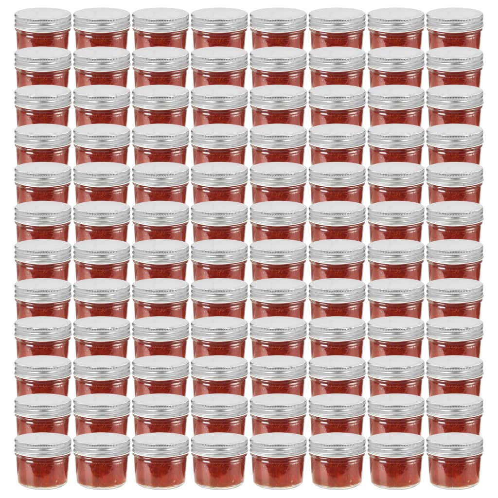 Vaso per Marmellata in Vetro Coperchio Argento 96 pz 110 ml