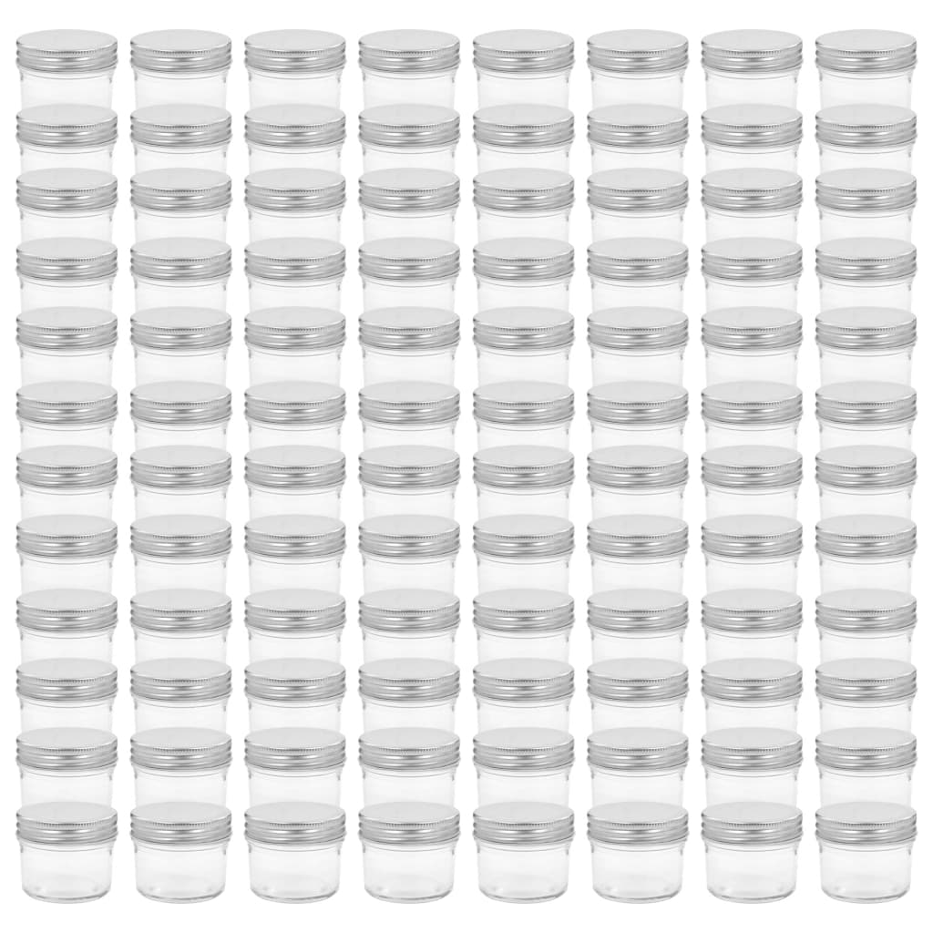 Vaso per Marmellata in Vetro Coperchio Argento 96 pz 110 ml