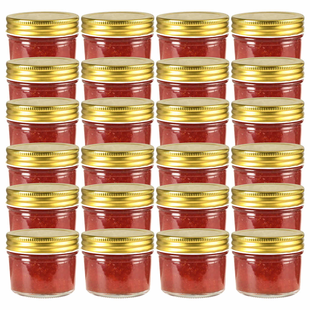 Vaso per Marmellata in Vetro Coperchio Oro 24 pz 110 ml