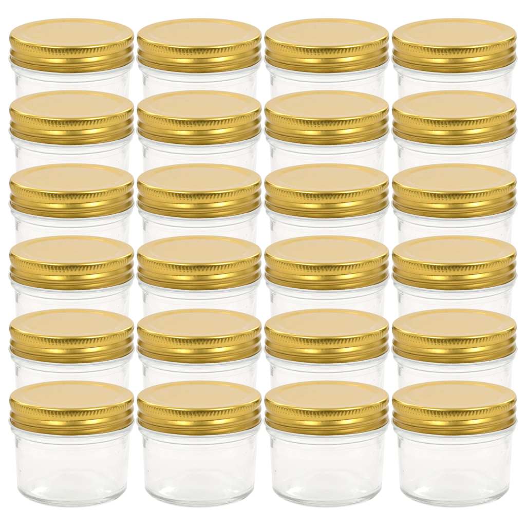 Vaso per Marmellata in Vetro Coperchio Oro 24 pz 110 ml