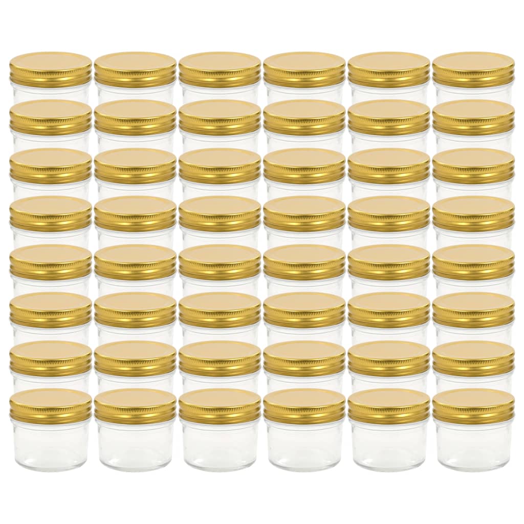 Vasi per Marmellata in Vetro Coperchio Oro 48 pz 110 ml