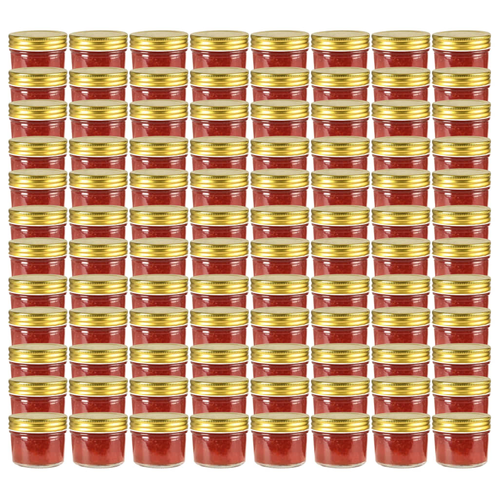Vasi per Marmellata in Vetro Coperchio Oro 96 pz 110 ml
