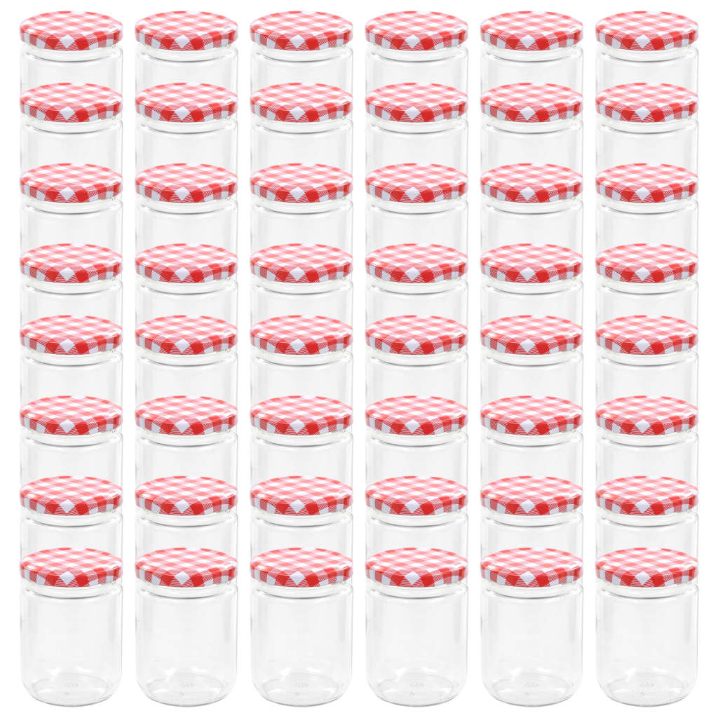 Vaso Marmellata in Vetro Coperchio Bianco e Rosso 48 pz 230 ml