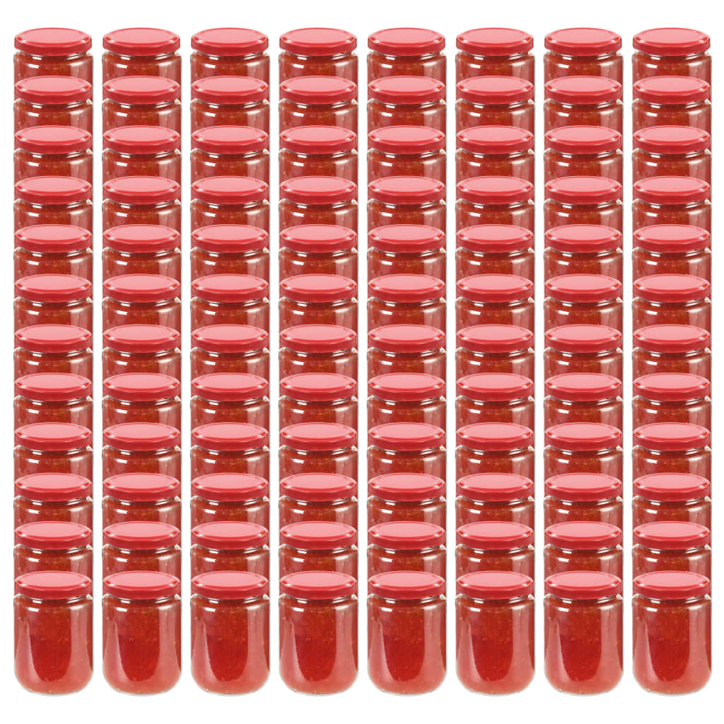Vasi per Marmellata in Vetro Coperchio Rosso 96 pz 230 ml