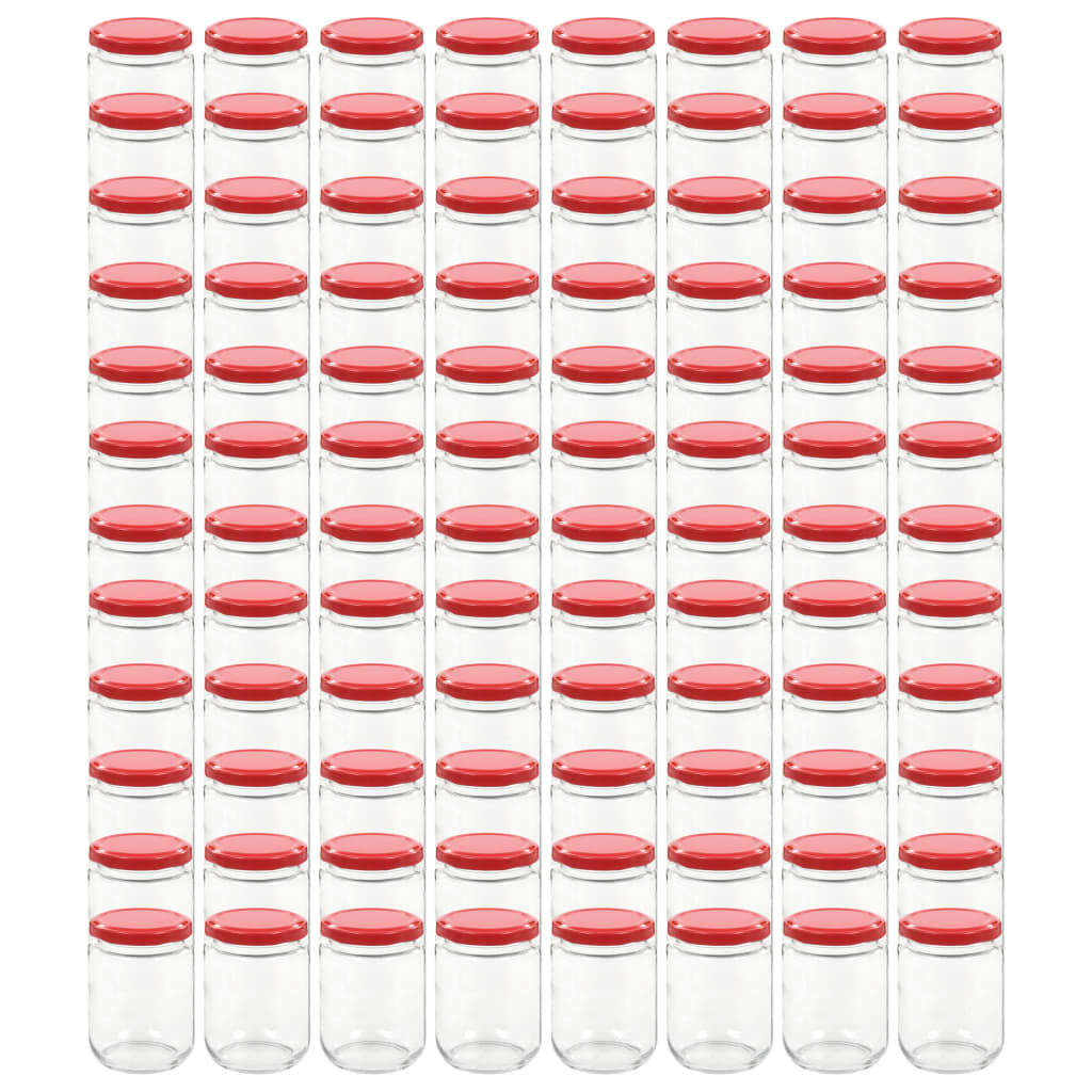 Vasi per Marmellata in Vetro Coperchio Rosso 96 pz 230 ml
