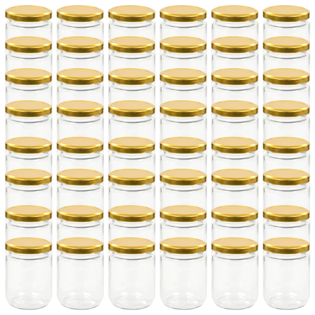 Vasi per Marmellata in Vetro Coperchio Oro 48 pz 230 ml