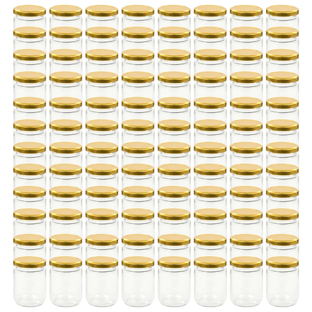 Vasi per Marmellata in Vetro Coperchio Oro 96 pz 230 ml