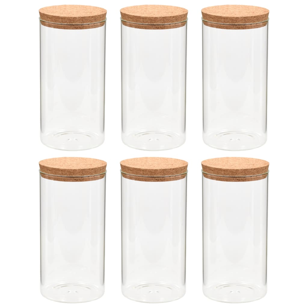 Barattoli in Vetro con Coperchio in Sughero 6 pz 1400 ml