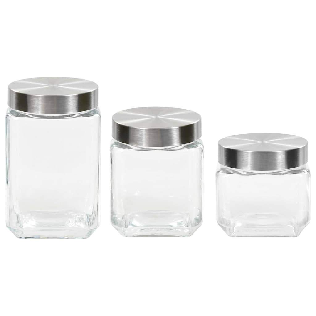 Barattoli in Vetro con Coperchio Argento 6 pz 800/1200/1700 ml