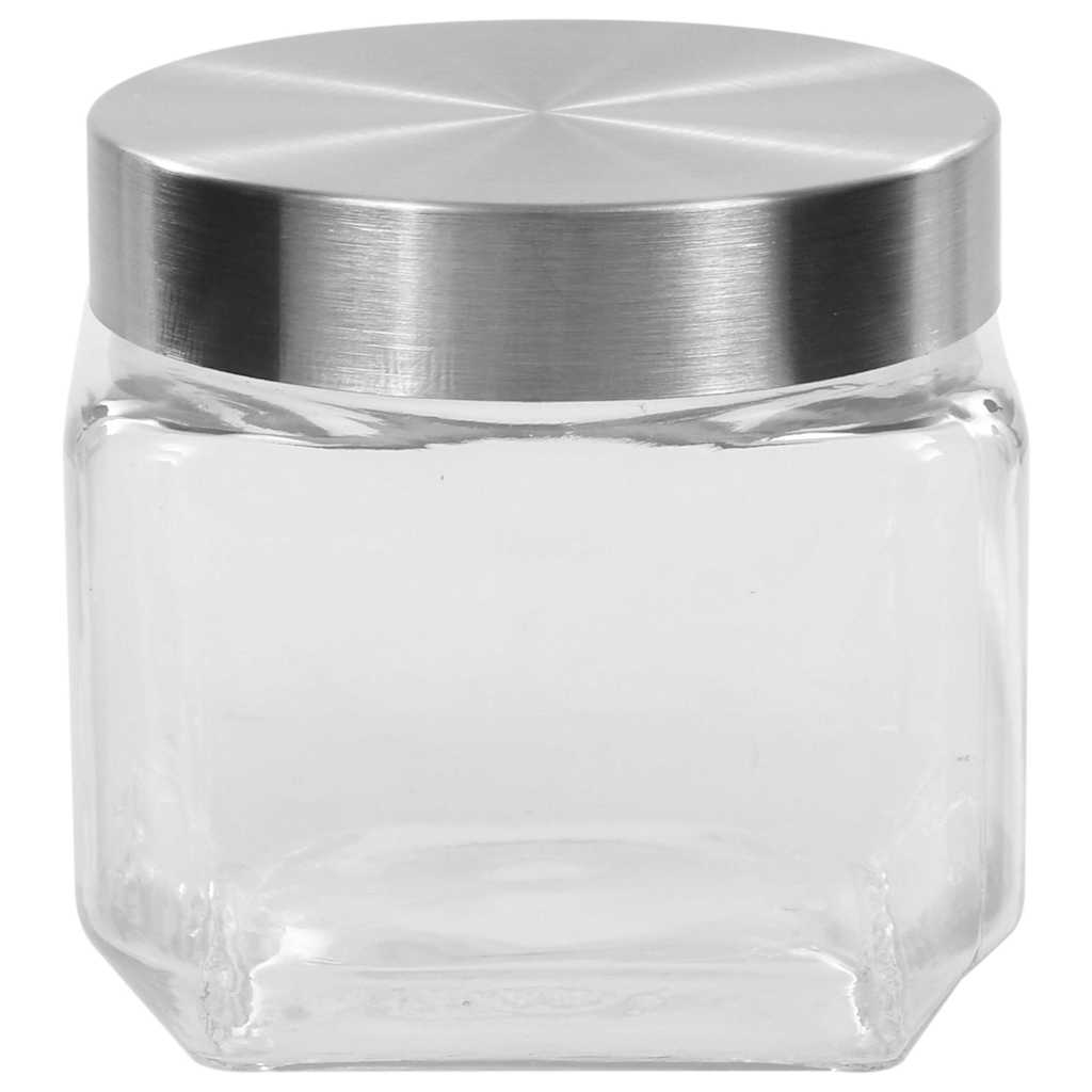 Barattoli in Vetro con Coperchio Argento 6 pz 800/1200/1700 ml