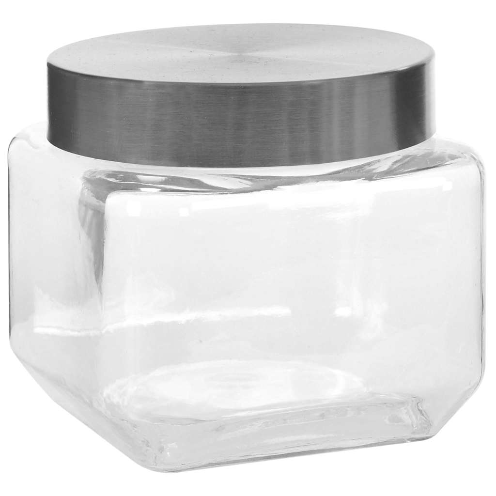 Barattoli in Vetro con Coperchio Argento 6 pz 800/1200/1700 ml
