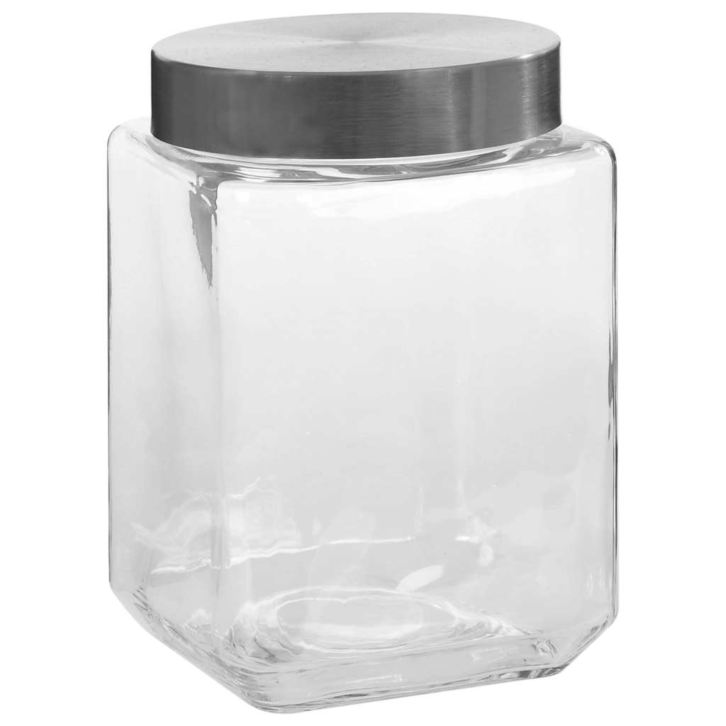 Barattoli in Vetro con Coperchio Argento 6 pz 800/1200/1700 ml